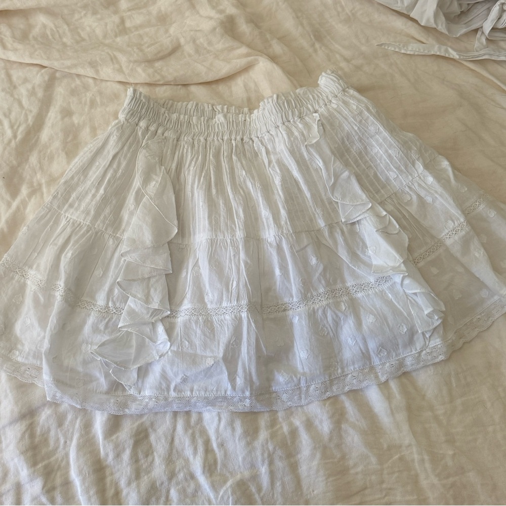 Loveshackfancy white ruffle mini skirt